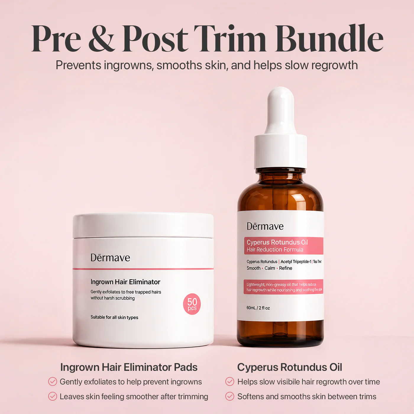 Pre & Post Trim Bundle (Cyperus Rotundus Oil + Ingrown Eliminator Pads)